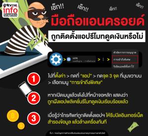 เช็ก!! มือถือแอนดรอยด์ ถูกติดตั้งแอปรีโมทดูดเงินหรือไม่