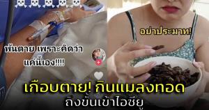 สาวรีวิว! ทดลองกินแมลงทอด เกิดแพ้รุนแรง เผยหากถึงมือหมอช้า 5 นาทีไม่รอดแน่ (ชมคลิป)