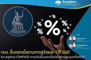 Krungthai COMPASS คาด กนง.ยังปรับขึ้นดอกเบี้ยต่อ-เงินเฟ้อยังสูง