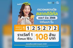 สุดดวงเฮง! พบผู้ถูกสลากดิจิทัล งวด 1 มิ.ย. 66 รางวัลที่ 1 รวม 18 ใบ รับ 108 ล้านบาท