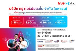 ทรูเตรียมออกหุ้นกู้ชุดใหม่ 2-10 ปี ดอกเบี้ย 3.35-4.50% เปิดจอง 20-21 และ 24 ก.ค.นี้