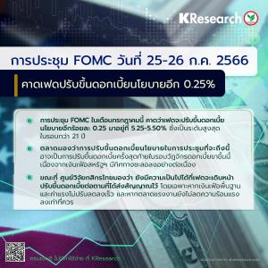 ศูนย์วิจัยกสิกรไทยคาดเฟดปรับขึ้นดอกเบี้ย 0.25% รอดูตัวเลขเงินเฟ้อ