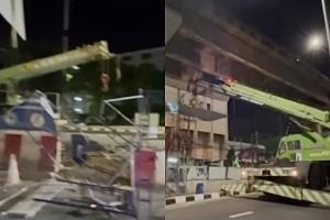 ตร.เร่งหาสาเหตุแผ่นเหล็กร่วงทับคนงานซ่อมสะพานข้ามแยกบางกะปิดับ 1 เจ็บ 2
