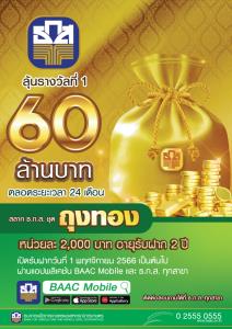 ธ.ก.ส.ออกสลากถุงทอง หน่วยละ 2,000 บาท ลุ้นรางวัลที่ 1 จำนวน 60 ล้านบาท เริ่ม 1 พ.ย.นี้