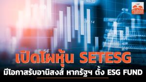 เปิดโผหุ้น SETESG  มีโอกาสรับอานิสงส์หากรัฐตั้ง ESG FUND