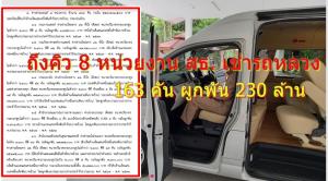 ถึงคิว 8 หน่วยงานสาธารณสุข เช่ารถหลวง 163 คัน ผูกพัน 230 ล้าน ตามหลักเกณฑ์งบฯ ใช้ไปพลางก่อน
