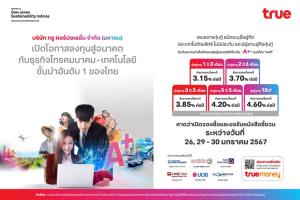 ทรูเคาะดอกเบี้ยหุ้นกู้ชุดใหม่ 3.15-4.60% เรตติ้ง A+ คาดเสนอขาย 26-30 ม.ค.67 นี้