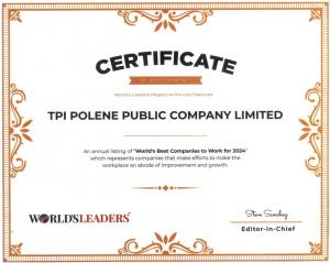 TPIPL รับประกาศฯ "บริษัทที่น่าทำงานที่สุดในโลกประจำปี 2567" จากนิตยสาร World’sLeaders