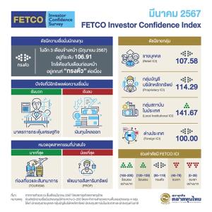 FETCO เผยดัชนีความเชื่อมั่นนักลงทุน 3 เดือนหน้าทรงตัว