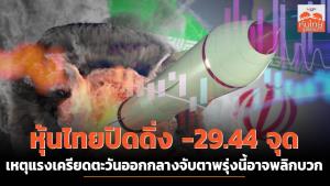 หุ้นไทยปิดดิ่ง -29.44 จุด เหตุแรงเครียดตะวันออกกลาง จับตาพรุ่งนี้อาจพลิกบวก