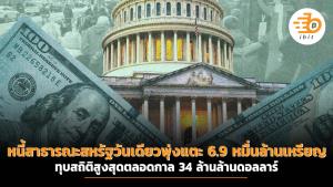 หนี้สาธารณะสหรัฐวันเดียวพุ่งแตะ 6.9 หมื่นล้านเหรียญ ทุบสถิติสูงสุดตลอดกาล 34 ล้านล้านดอลลาร์