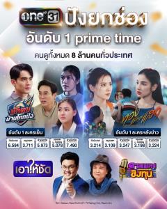 “ช่องวัน” เหมาทุกความปัง “ละครเย็น-หลังข่าว” ปักหลักผู้นำ ขึ้นแท่น “อันดับ1 PRIME TIME”