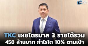 TKC เผยไตรมาส 3 รายได้รวม 458 ล้านบาท กำไรโต 10% ตามเป้า
