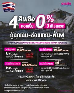 เพิ่มสภาพคล่องด้วย 4 สินเชื่อพิเศษ จากออมสิน ดอกเบี้ย 0% นาน 3 เดือนแรก เยียวยาเหตุชายแดน-น้ำท่วม