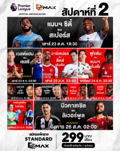 พรีเมียร์ลีกสัปดาห์ที่ 2 สุดเดือด!! เรือใบฟัดไก่ - สาลิกาเปิดศึกหงส์ “Monomax” ถ่ายทอดสด