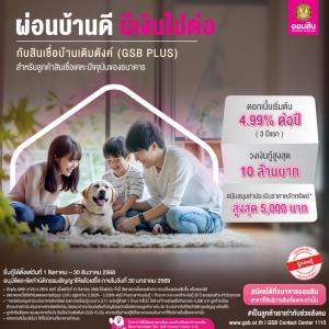 บ้านหลังเดิม เติมเงินได้ กับสินเชื่อบ้านเติมตังค์ (GSB PLUS) จากออมสิน
