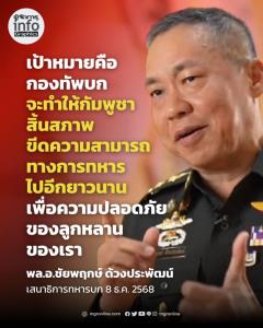 กองทัพบกจะทำให้กัมพูชาสิ้นสภาพขีดความสามารถทางการทหารไปอีกยาวนาน