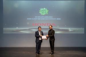 ไทยฮอนด้า คว้ารางวัล “Sustainability Disclosure Recognition” จากสถาบันไทยพัฒน์ ย้ำมาตรฐานการดำเนินงานด้านความยั่งยืนครบทุกมิติ