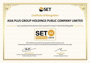 Asia Plus คว้าเรตติ้ง “AA” จาก SET ESG Ratings ปี 2568
