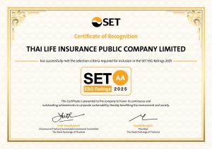 ไทยประกันชีวิต คว้าหุ้นยั่งยืน SET ESG Ratings 2025 ระดับ “AA”