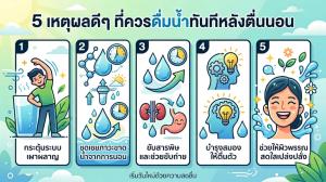 5 เหตุผลดีๆ ที่ควรดื่มน้ำทันทีหลังตื่นนอน (แบบมีวิทยาศาสตร์รองรับ)