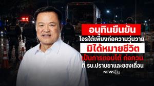 อนุทินยืนยัน โจรใต้เพียงก่อความวุ่นวาย มิได้หมายชีวิต เป็นการตอบโต้ ก่อกวนที่ รบ.ปราบยาและของเถื่อน