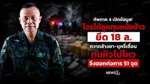 ทัพภาค 4 เปิดข้อมูล! โจรใต้ถูกทุบหม้อข้าว ยึด 18 ล. กวาดล้างยา-บุหรี่เถื่อน ทนหิวไม่ไหว จึงออกก่อการ 51 จุด
