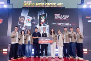 ซีพี-เมจิ ฉลองทศวรรษเวทีแข่งขันระดับโลก CP-Meiji World Speed Coffee Art Championship 2026 โดย ลิม ซี ยวน (Lim Zi Yuan) บาริสต้ามาเลเซีย คว้าแชมป์ปีล่าสุด