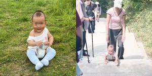 ดราม่าคลิปไวรัล! พ่อแม่จีนปล่อยลูก 9 เดือนปีนเขา ชาวเน็ตห่วงความปลอดภัย