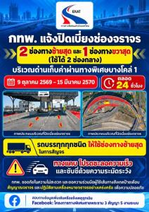 เบี่ยงจราจรด่านฯ บางโคล่ 1 ถึง 15 มี.ค. 70 สร้างอาคารด่านทางด่วนพระราม3- ดาวคะนองฯ