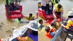 พบร่างแล้ว! สองตาพาหลานนั่งเรือหาปลาท้ายเขื่อนลำพระเพลิงสูญหาย สลดกอดกันจมน้ำขาหลานเกี่ยวคอตาไว้แน่น ดับทั้งคู่